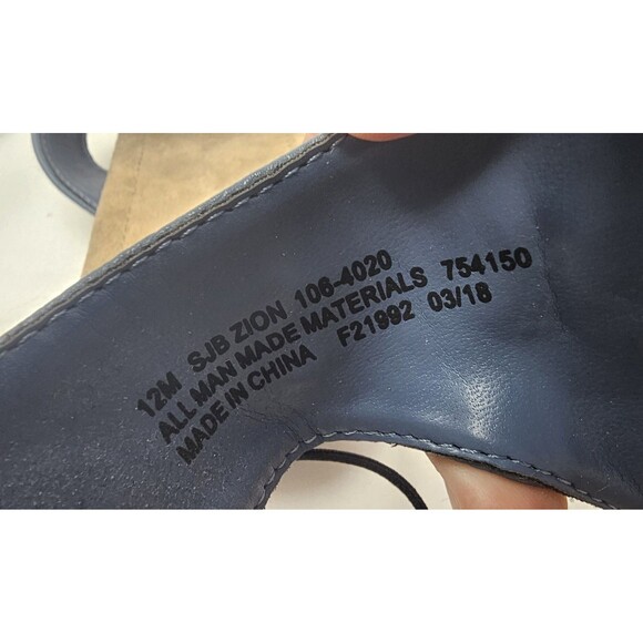 St John's Bay Women's Zion T-Strap Casual Sandal Size 12M Blue Faux Leather NWOT - Picture 10 of 11